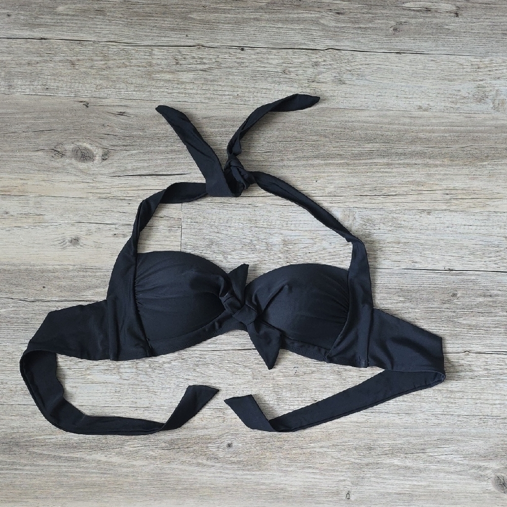 Elegant Black Halter Bikini Top